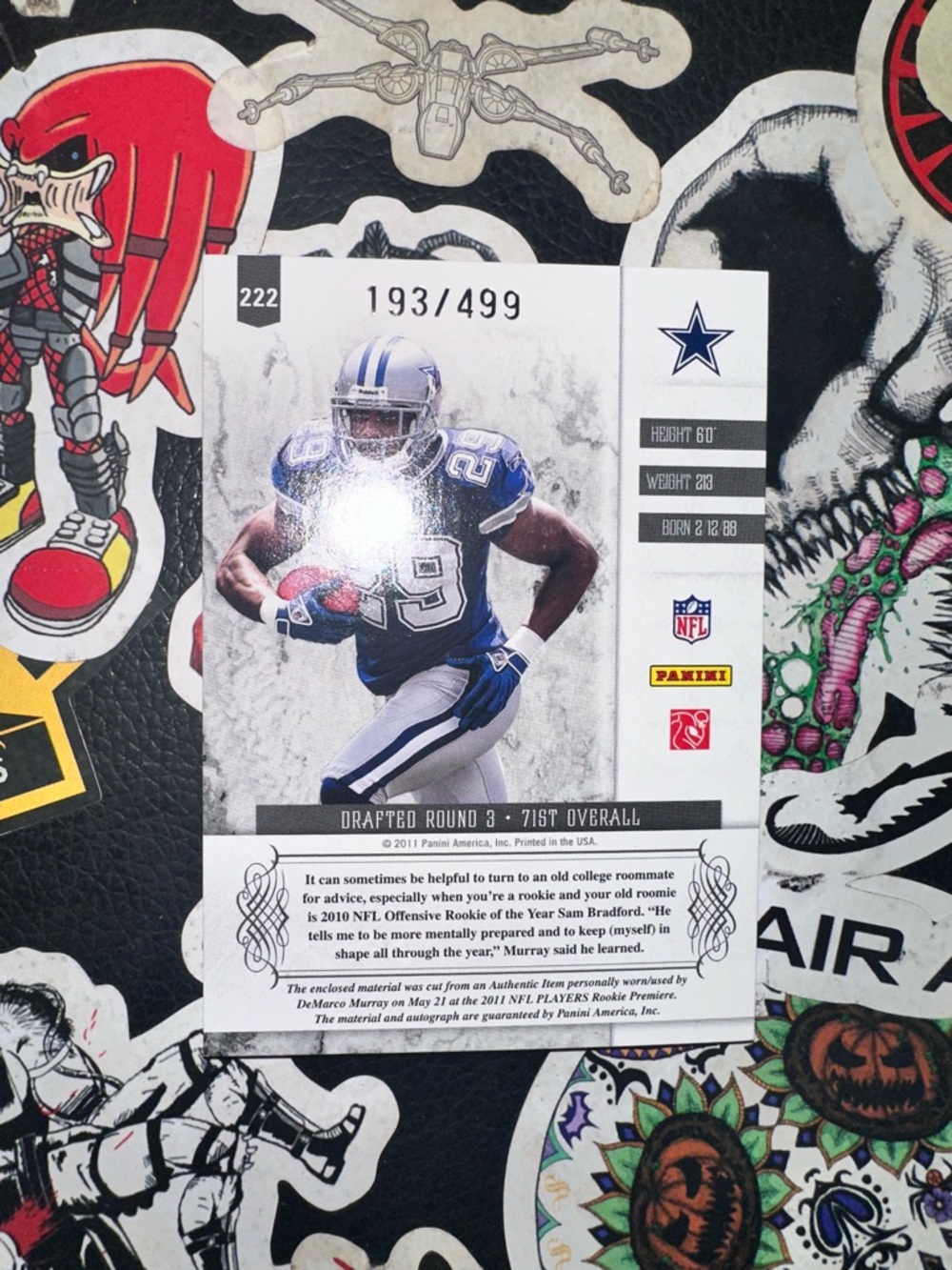 DeMarco Murray 2011 Panini Plates & Patches Cowboys Rookie RPA /499 NFL - Picture 2 of 2